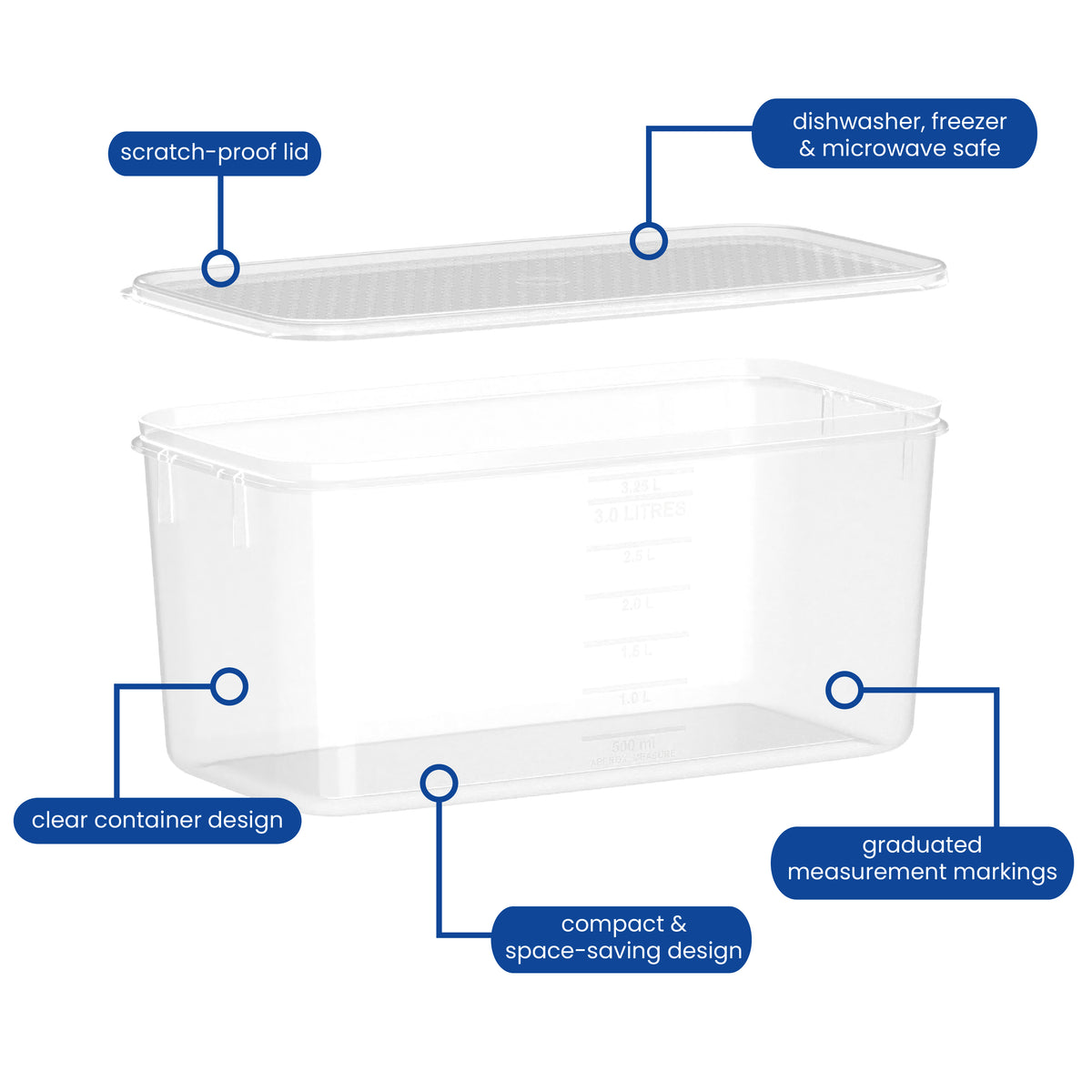 Food Container, Tall, Oblong, 3.25L