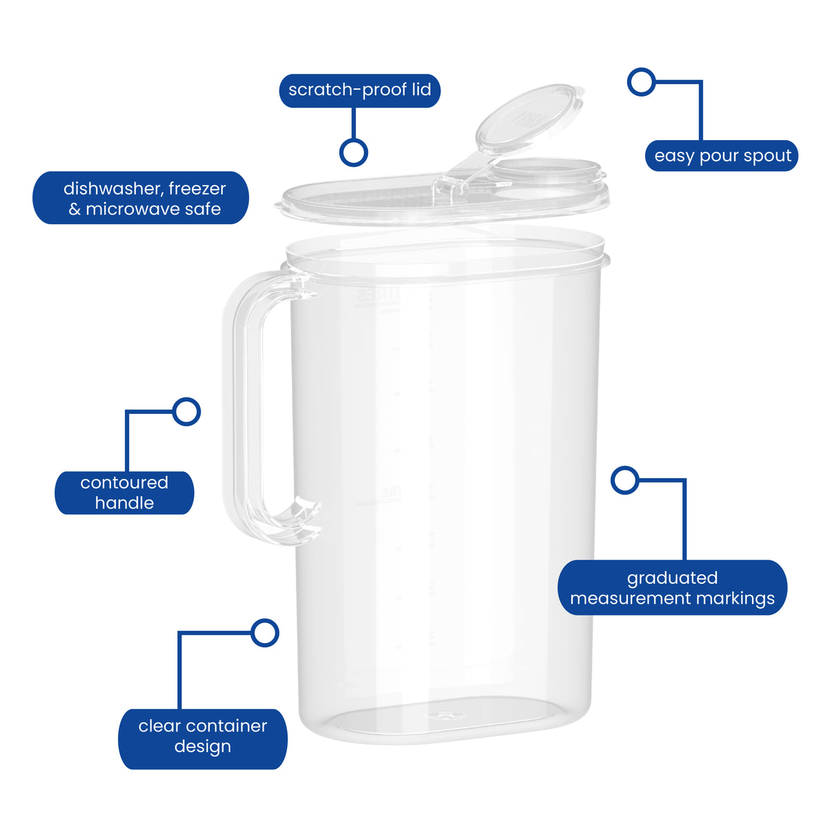 Water Jug with Lid, 2L