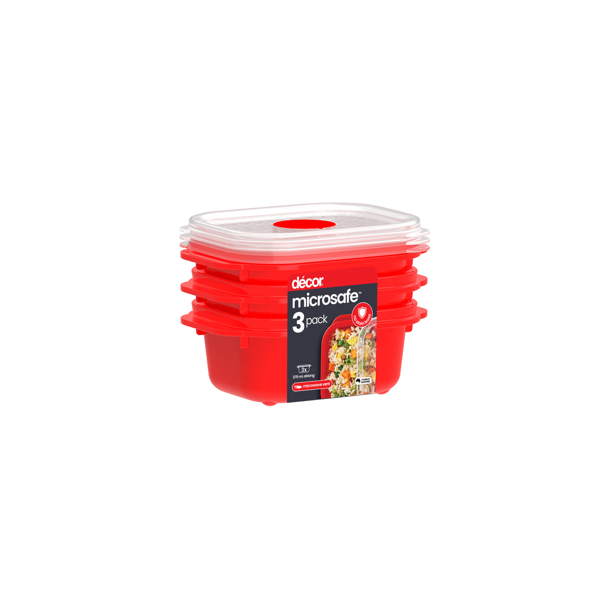 Microwavable Container, Oblong, 375ml, 3pk