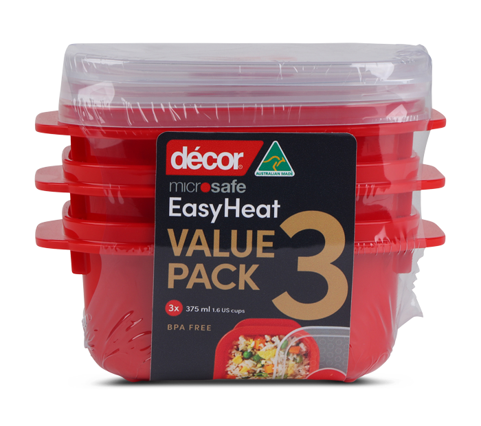 Microwavable Container, Oblong, 375ml, 3pk