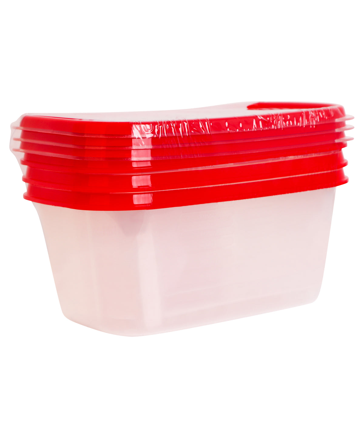 Basics Food Container Oblong, Red, 1L, 3pk
