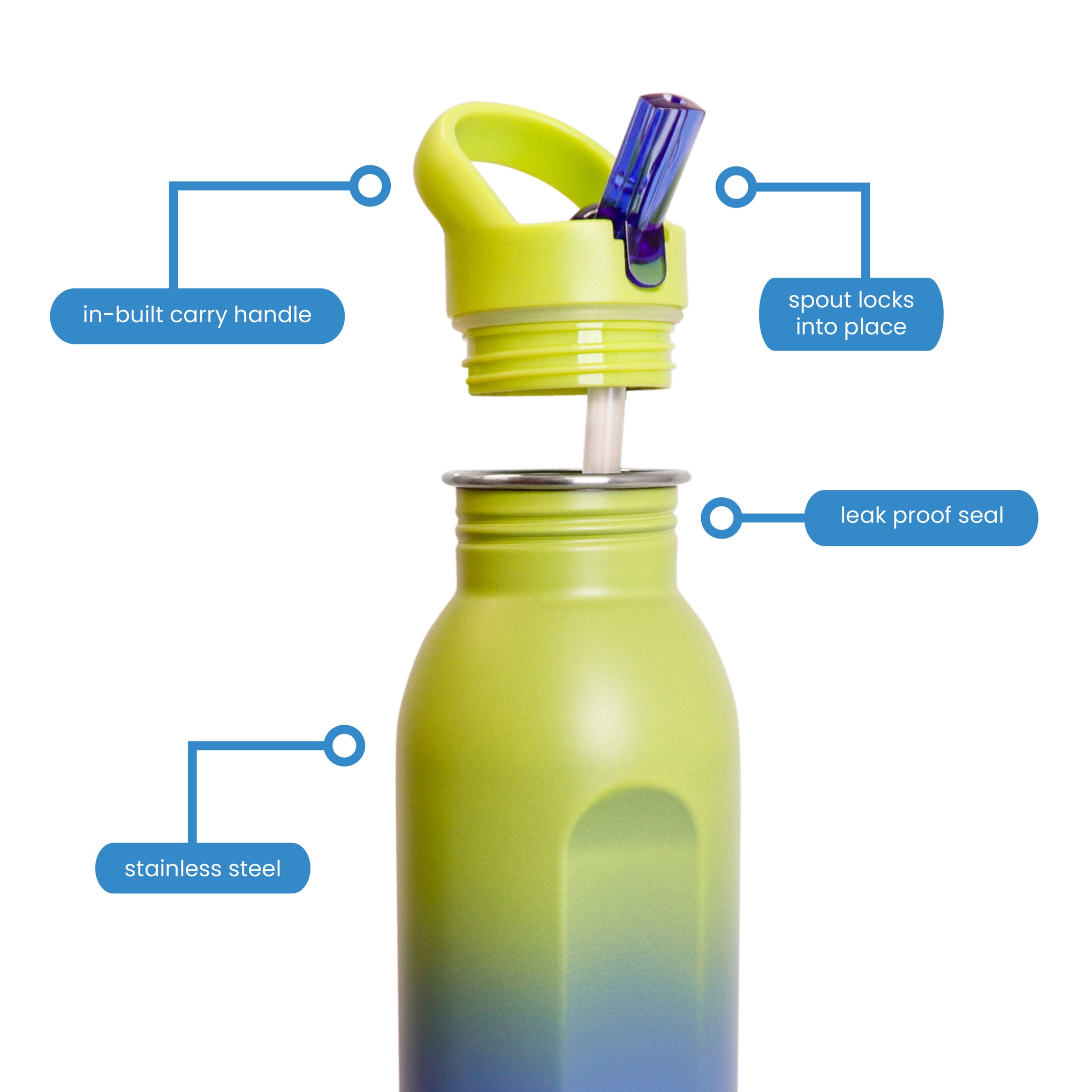Snap n Seal Stainless Steel Bottle, Ombre, 500ml