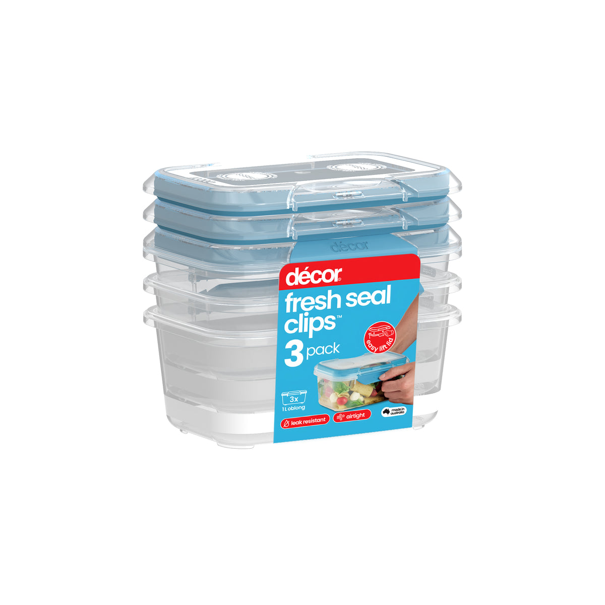 Food Containers, Oblong, 1L, Set