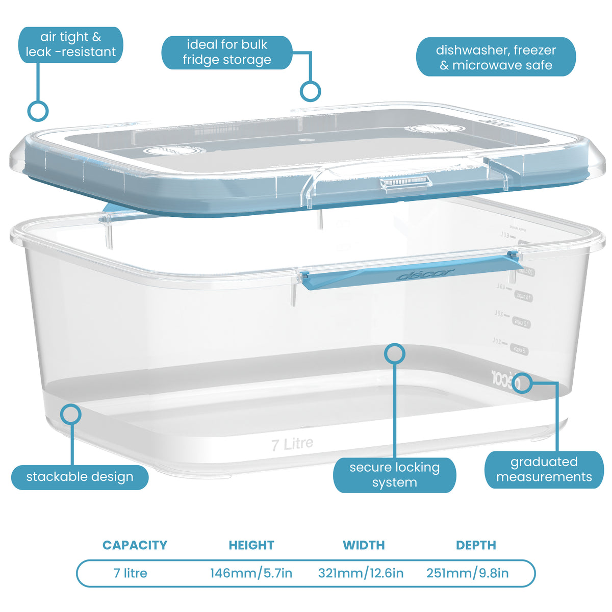 Food Containers, Oblong, 7L