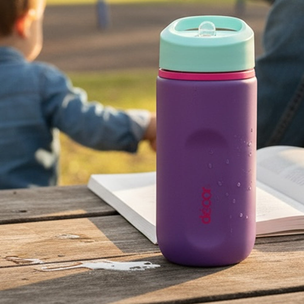 Sip Straw Stainless Steel Bottle, Purple, 500ml