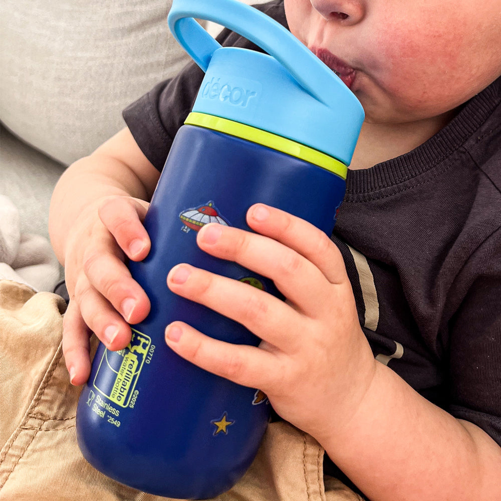 Sip Straw Stainless Steel Bottle, Dark Blue, 500ml