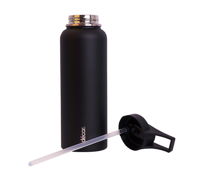 Flip Active Stainless Steel Bottle, Black, 1.1L