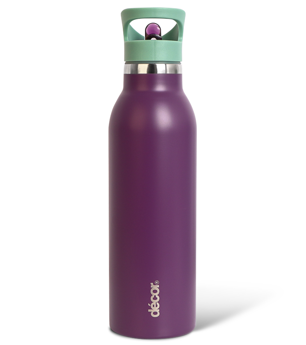 Snap n Seal Double Wall Stainless Steel Bottle, Dark Purple 600ml