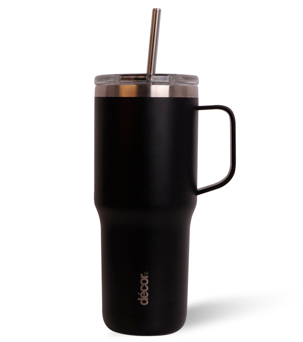 Stainless Steel XL Travel Tumbler, Black, 880ml