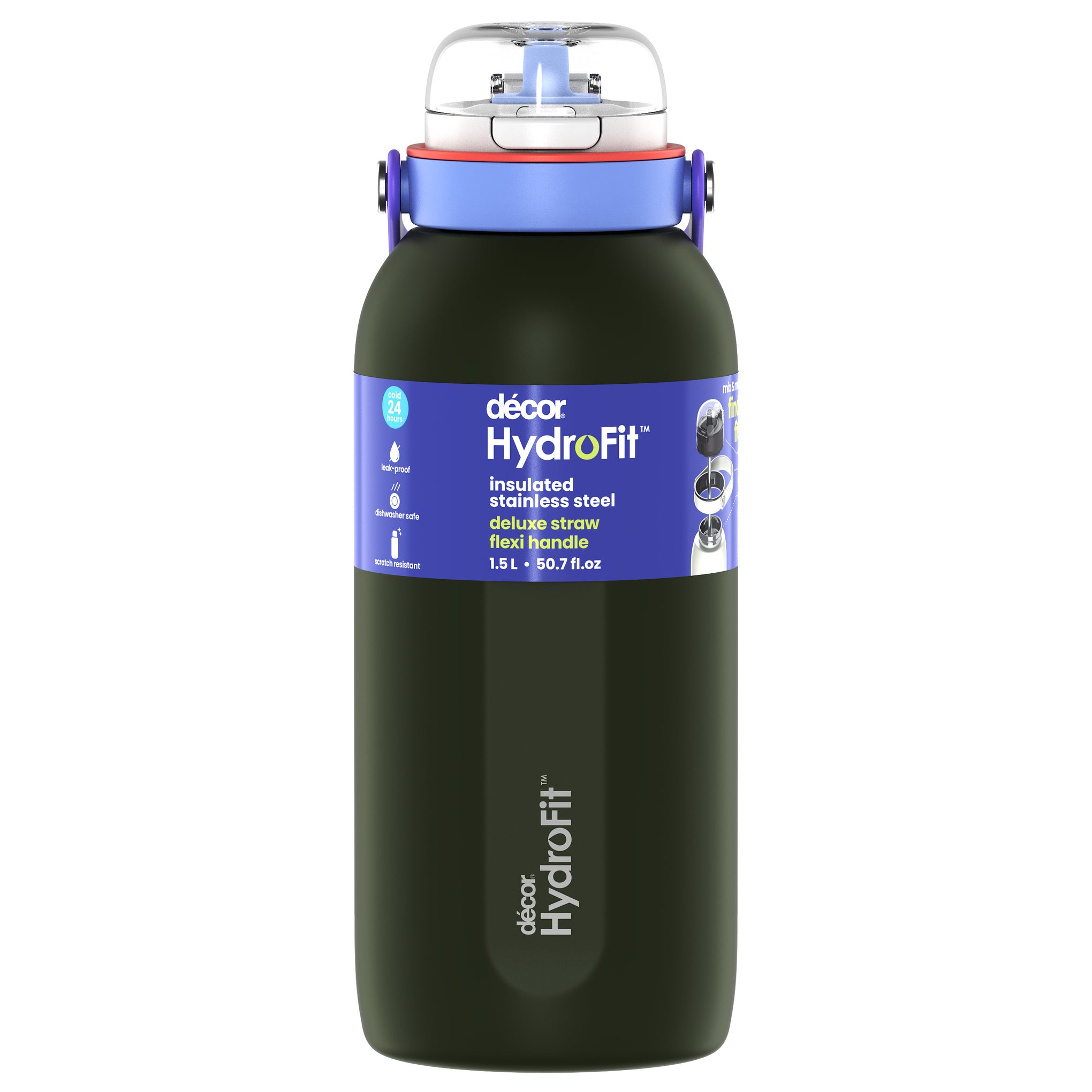 Insulated Stainless Steel Bottle with Deluxe Straw and Flexi Handle, 1.5L | Mallard