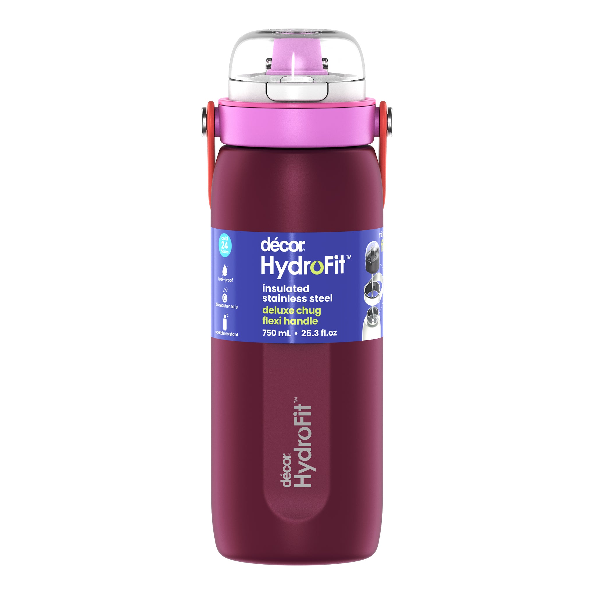 Insulated Stainless Steel Bottle with Deluxe Chug Cap, 750mL | Plum