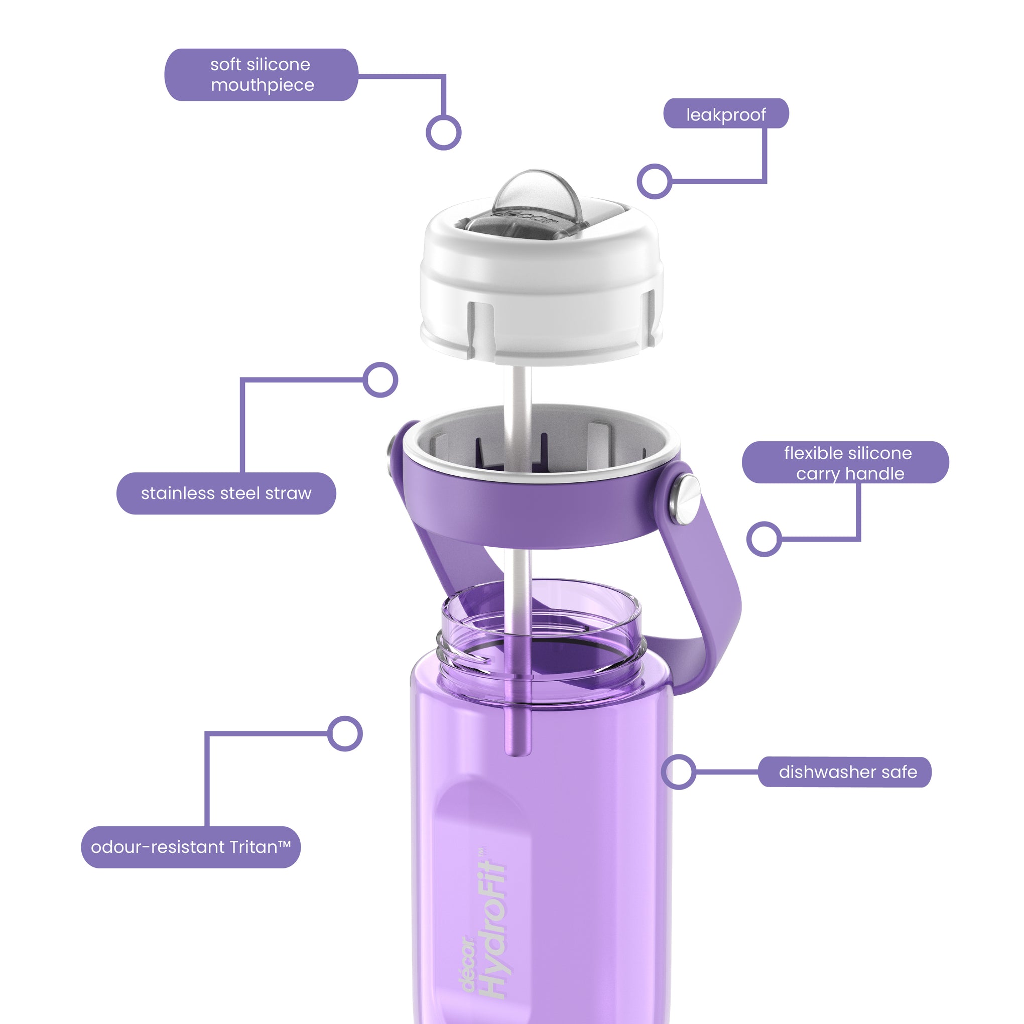 Soft Sip Tritan™ Bottle with Flexi Handle and Stainless Steel Straw, 500mL