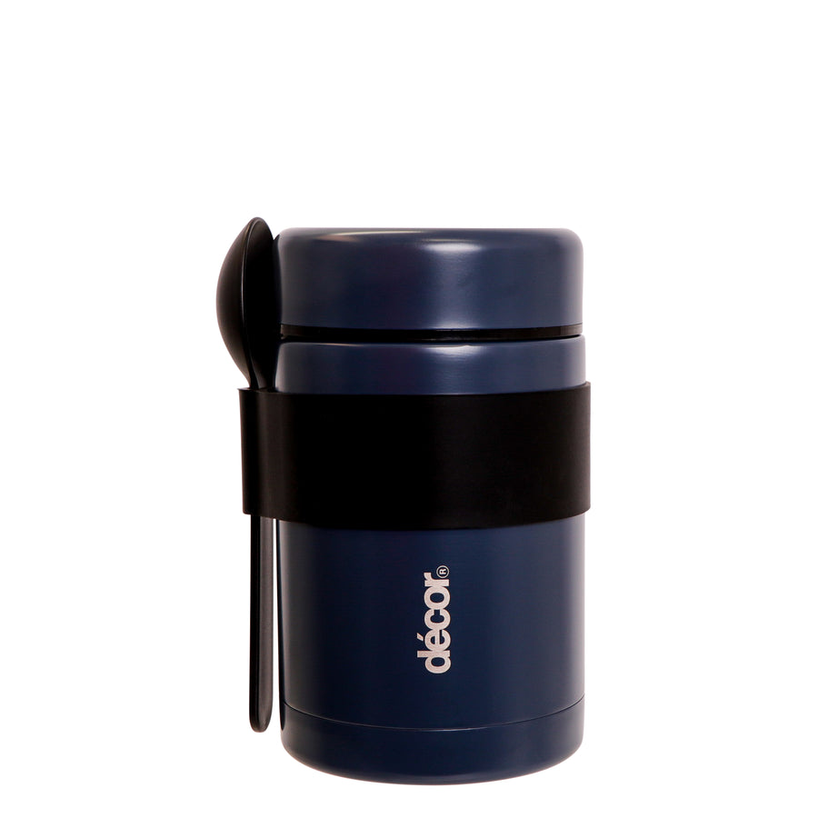 Insulated Double Wall Food Flask with spoon, Navy, 520ml
