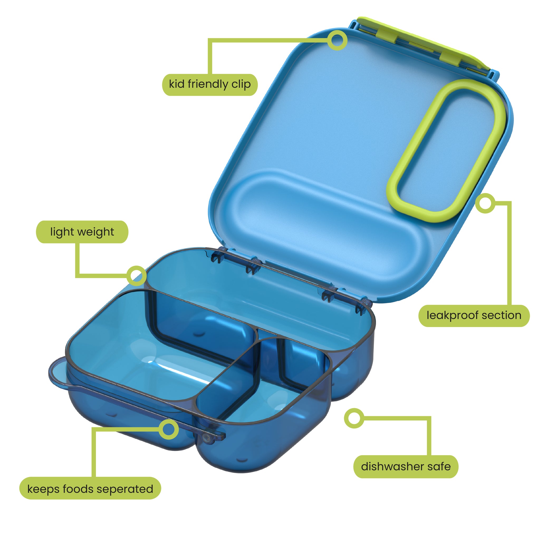 1.2L Square Lunch Box Blue