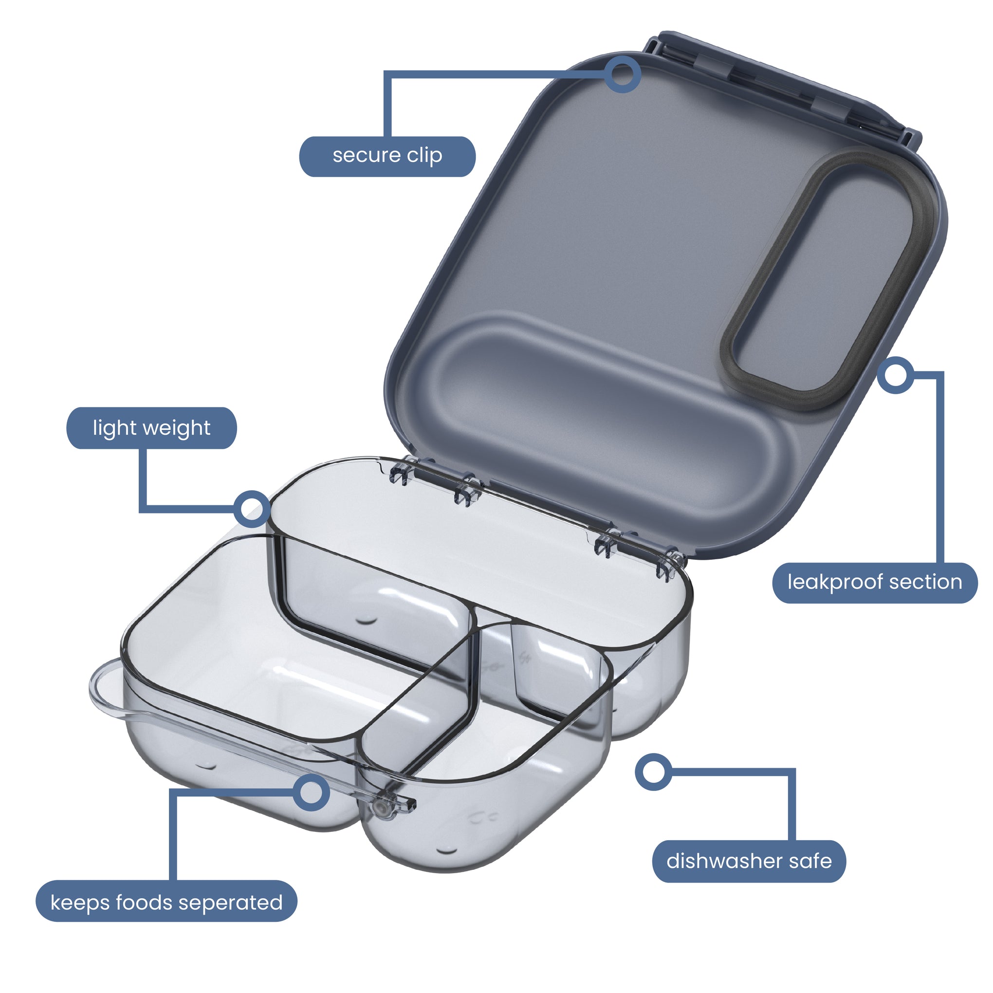 1.2L Square Lunch Box Navy