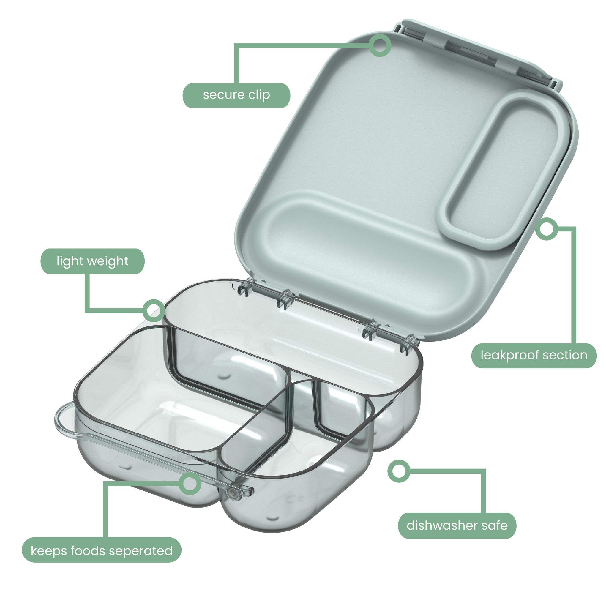 1.2L Square Lunch Box Sage