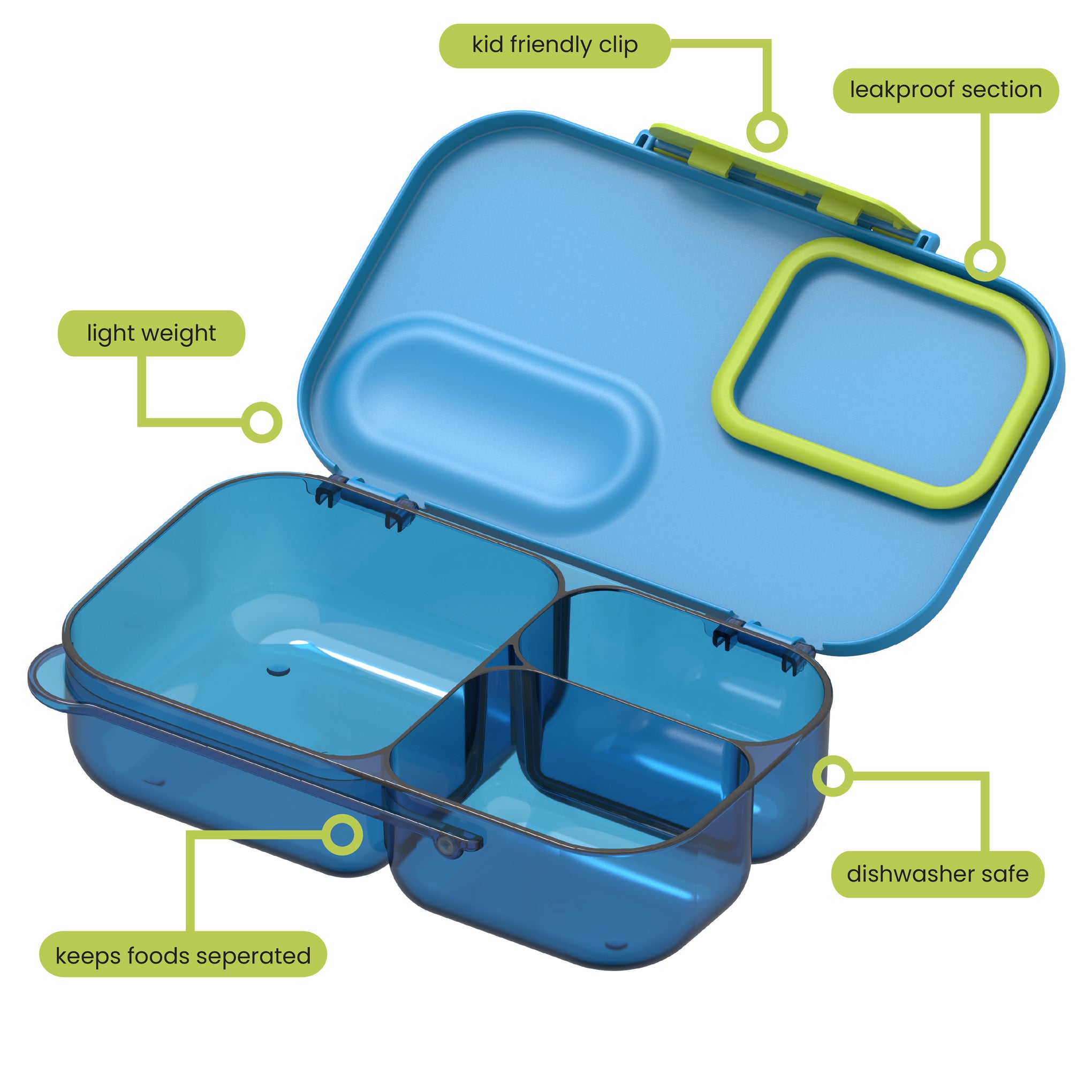 1.7L Rectangle Lunch Box Blue