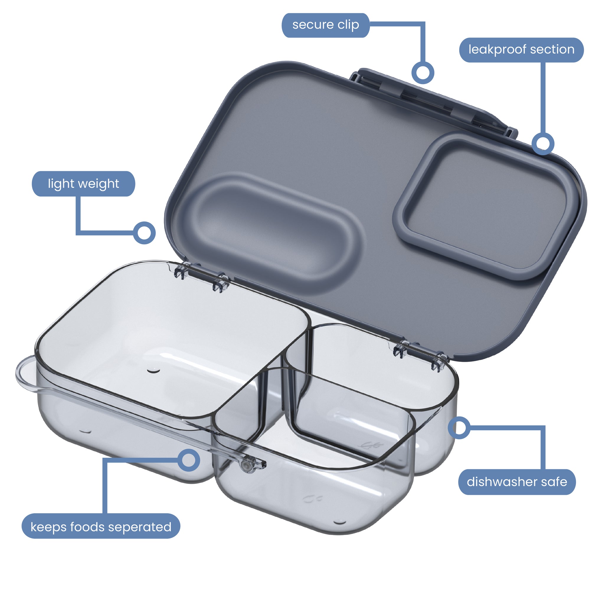 1.7L Rectangle Lunch Box Navy