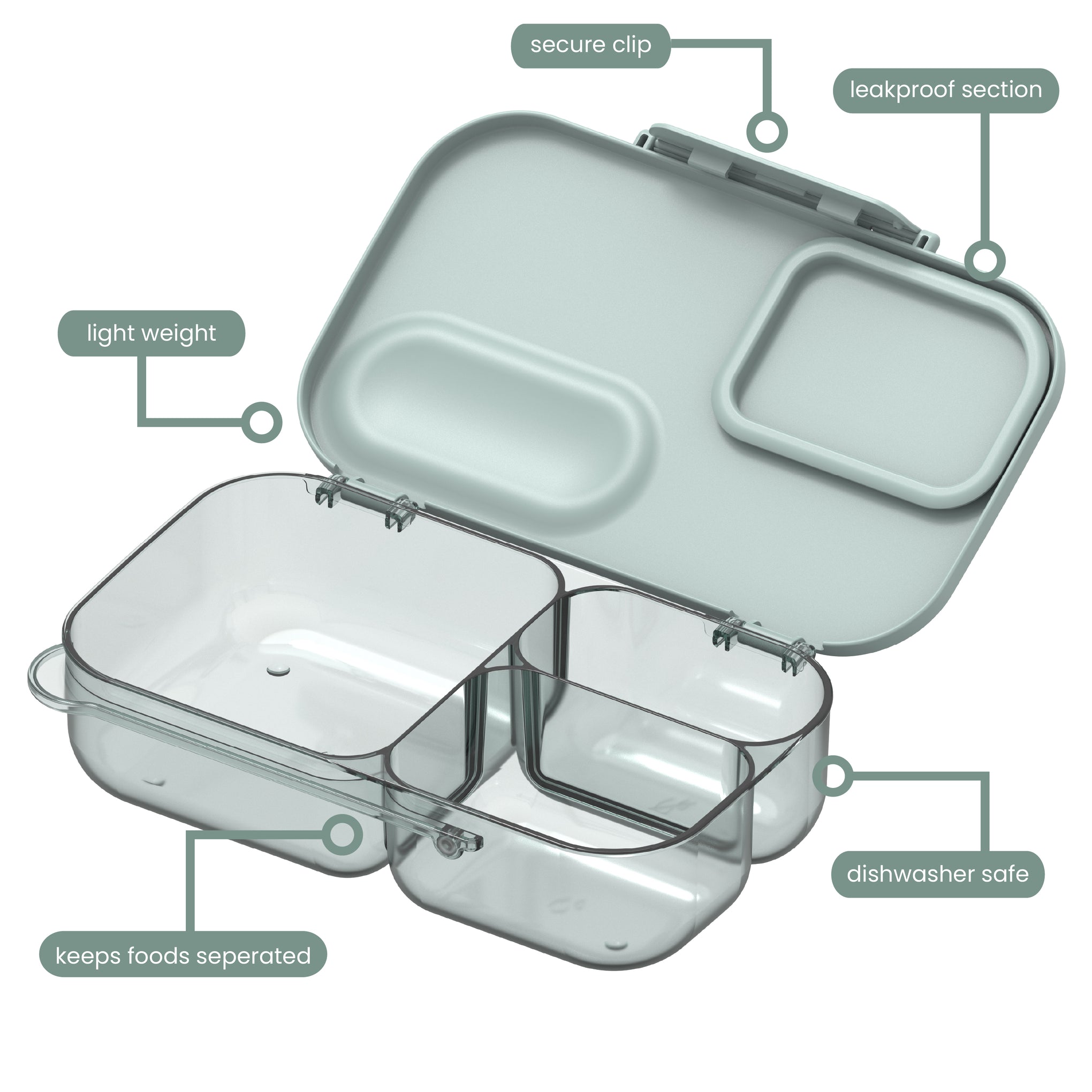 1.7L Rectangle Lunch Box Sage