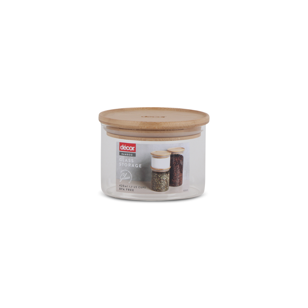 Glass Bamboo Canister, 420ml