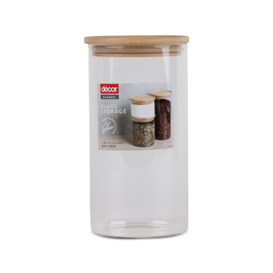 Glass Bamboo Canister, 1.5L