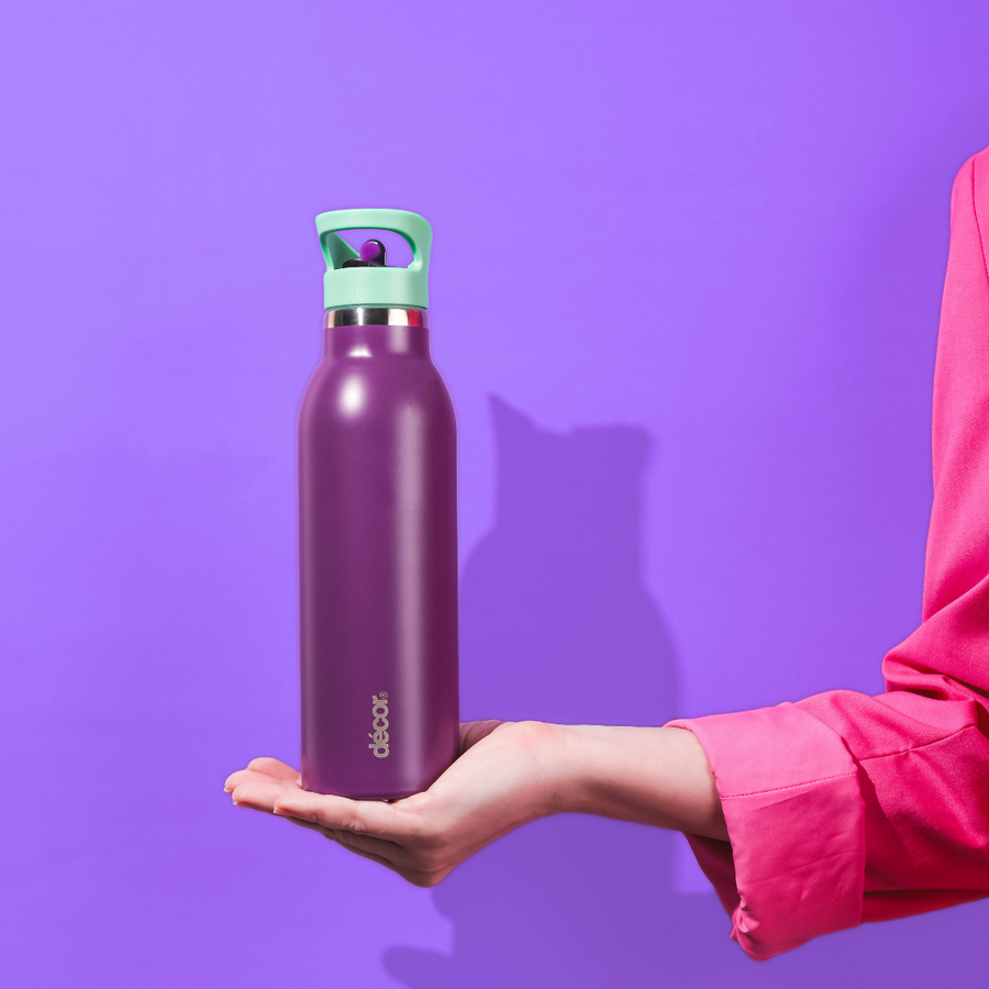 Snap n Seal Double Wall Stainless Steel Bottle, Dark Purple 600ml