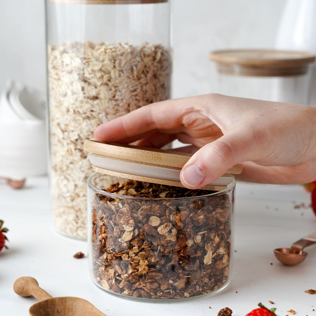 Glass Bamboo Canister, 420ml