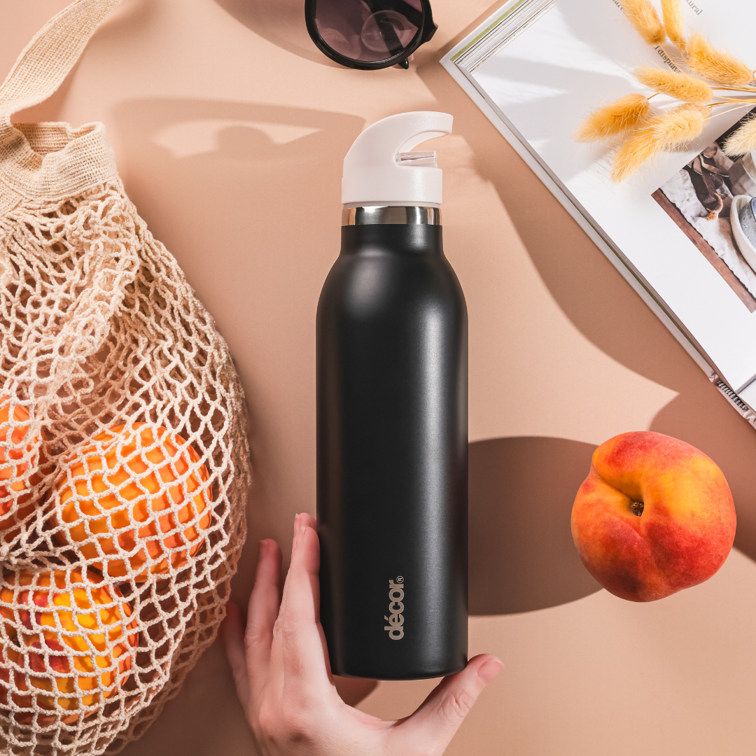 Snap n Seal Double Wall Stainless Steel Bottle, Black 600ml